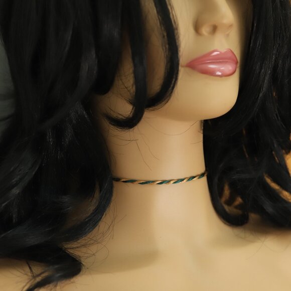 Brown Green Thread Necklace Choker Adjustable Length Twisted Design Chokers (#91 - Picture 12 of 12